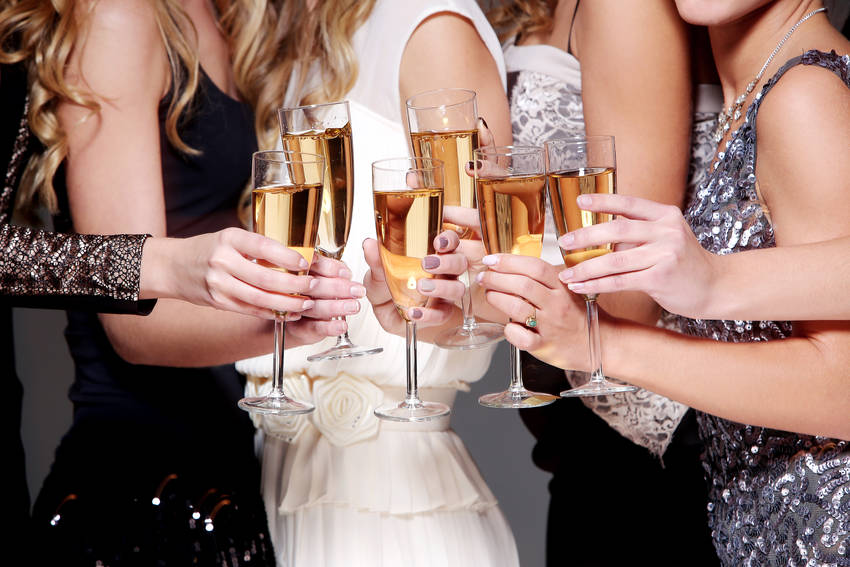 New year celebration with a glass of champagne